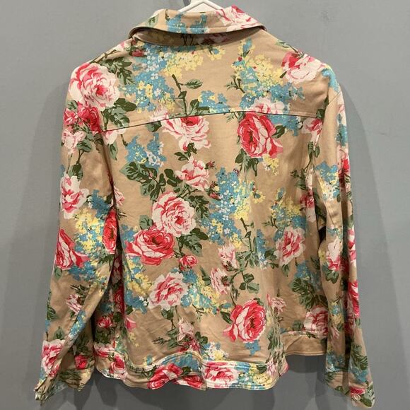 Vermont Company Womens Canvas Jacket Size 1X Beige Floral Cottagecore Country - Picture 4 of 6